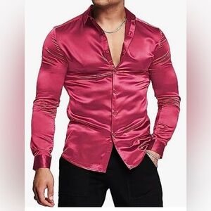 ♥️❤️ silky red button up❤️♥️